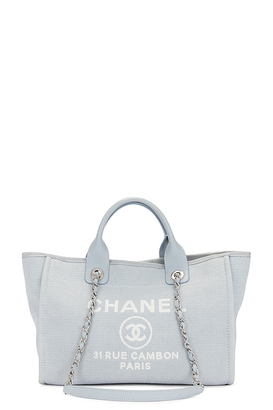 FWRD Renew Chanel Deauville MM Chain Tote Bag in Grey