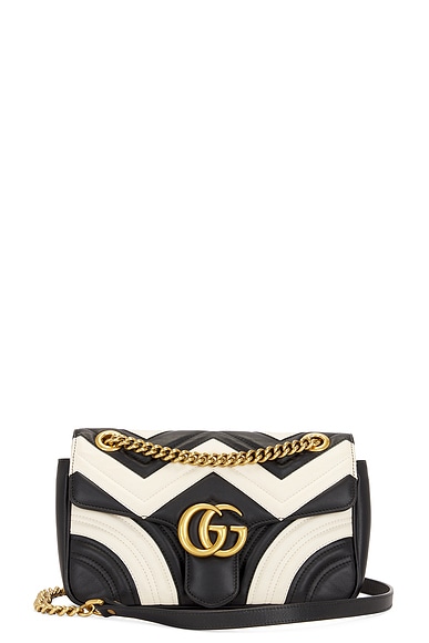 FWRD Renew Gucci GG Marmont Chain Shoulder Bag in Black & White