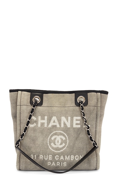 FWRD Renew Chanel Deauville PM Chain Tote Bag in Grey