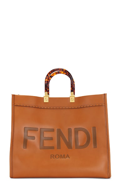 FWRD Renew Fendi Sunshine Tote Bag in Brown