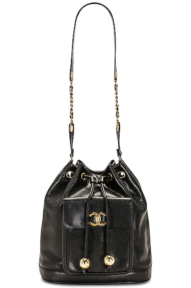 FWRD Renew Chanel Vintage Bucket Bag in Black