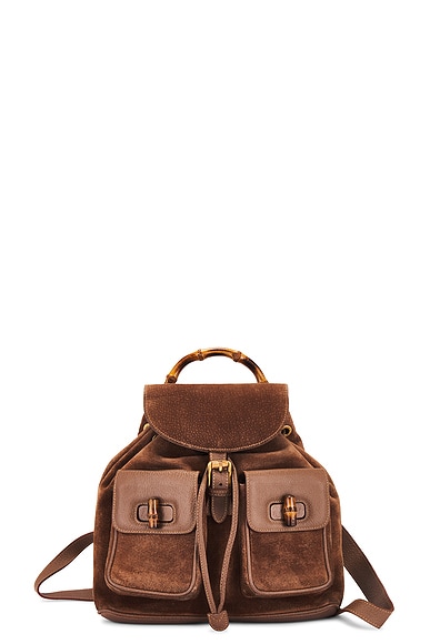 FWRD Renew Gucci Bamboo Backpack in Brown