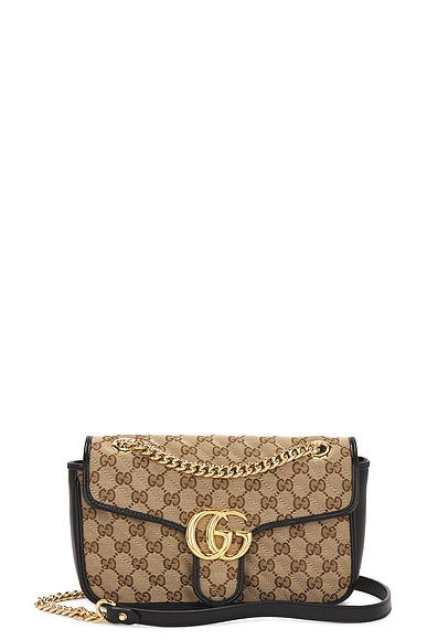 FWRD Renew Gucci GG Marmont Shoulder Bag in Beige