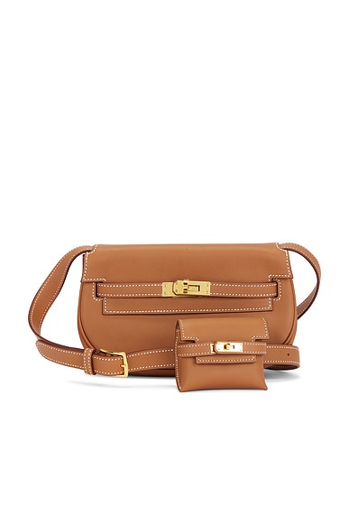 FWRD Renew Hermes Swift Kelly Moove Shoulder Bag in Gold