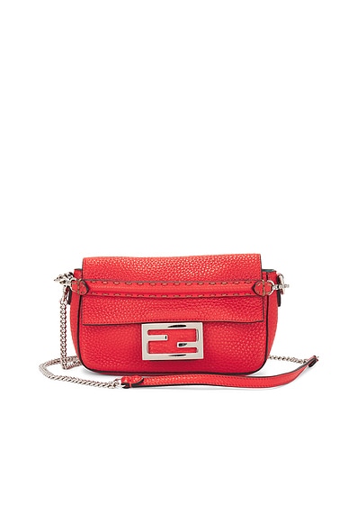 FWRD Renew Fendi Selleria Baguette Shoulder Bag in Red