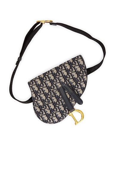 FWRD Renew Dior Oblique Trotter Saddle Waist Bag in Navy