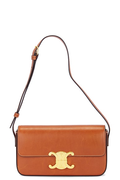 FWRD Renew Celine Triomphe Shoulder Bag in Brown