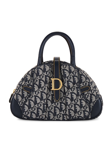 FWRD Renew Dior Saddle Bowling Bag in Navy