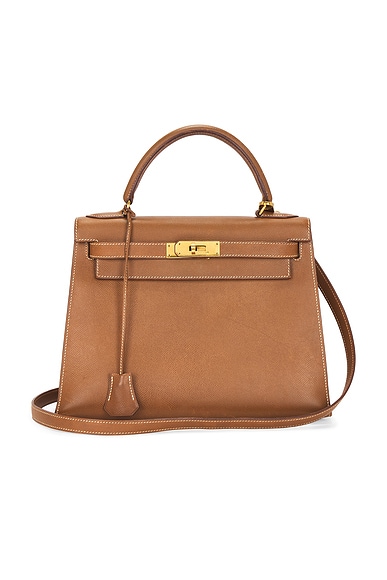 FWRD Renew Hermes Kelly Sellier 28 Handbag in Gold