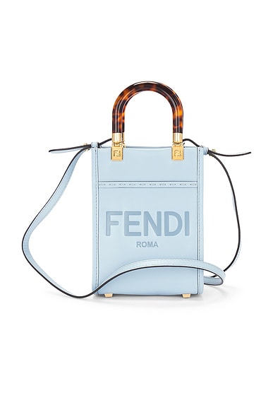 FWRD Renew Fendi Mini Sunshine Shopper Tote Bag in Light Blue