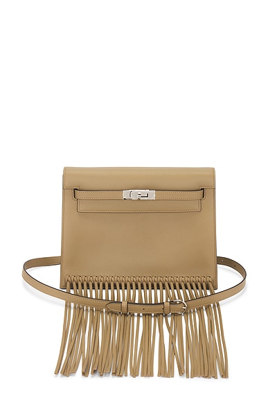 FWRD Renew Hermes Swift Kelly Danse Fringe Shoulder Bag in Beige Marfa