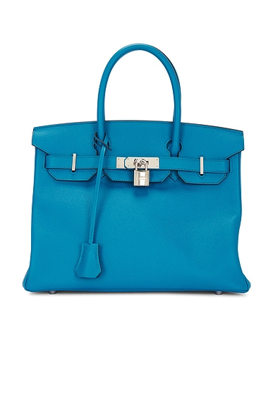 FWRD Renew Hermes Epsom Birkin 30 Handbag in Blue Zanzibar