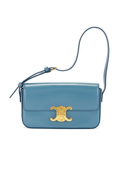 FWRD Renew Celine Triomphe Shoulder Bag in Blue
