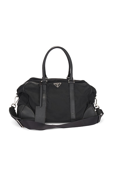 FWRD Renew Prada Nylon Boston Bag in Black | FWRD