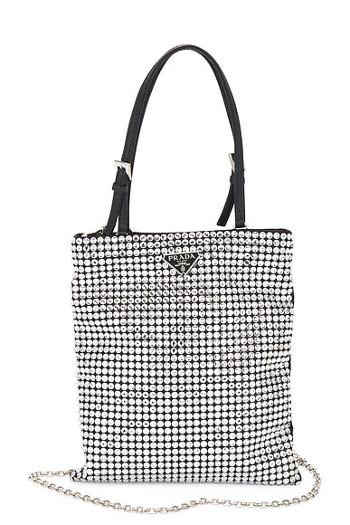 Prada Crystal Embellished Satin Tote Bag