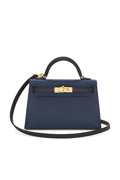 FWRD Renew Hermes Veau Epsom Kelly 20 Handbag in Indigo