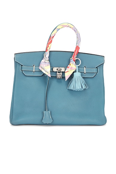 FWRD Renew Hermes Togo Birkin 35 Handbag in Bleu Jean