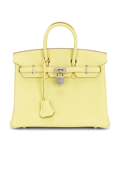 FWRD Renew Hermes Clemence Birkin 25 Handbag in Jaune Poussin