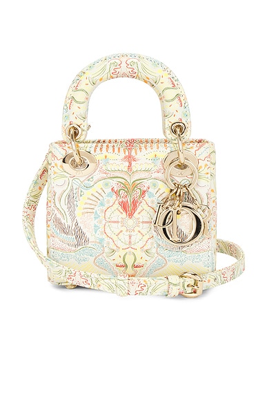 FWRD Renew Dior Embroidered Lady Dior Micro Handbag in Gold