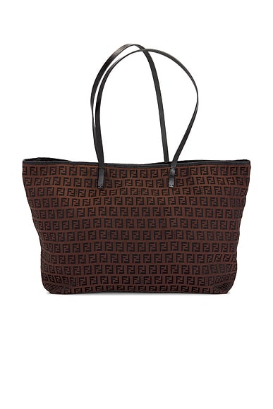 FWRD Renew Fendi Zucchino Tote Bag in Brown