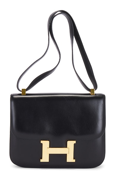 FWRD Renew Hermes 1976 Box Constance 23 Shoulder Bag in Black