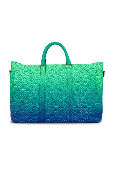 FWRD Renew Louis Vuitton Taurillon Illusion Keepall Tote Bag in Green