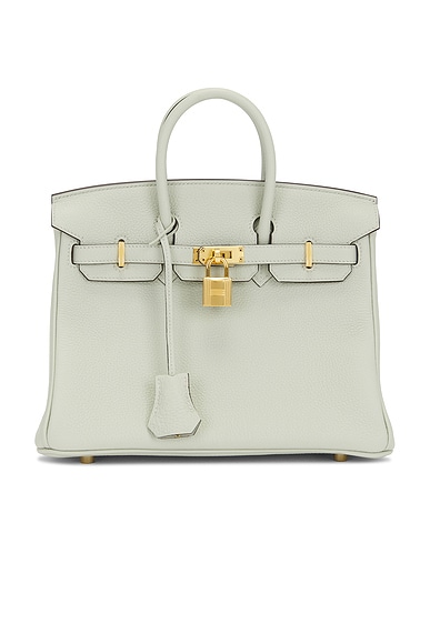 FWRD Renew Hermes Clemence Birkin 25 Handbag in Gris Neve