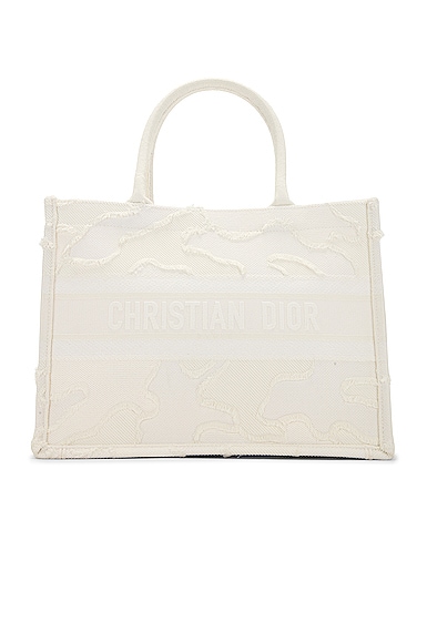 FWRD Renew Dior Book Canvas Tote Bag in White | FWRD