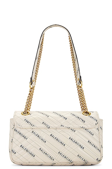 Shop Gucci X Balenciaga Gg Marmont Leather Chain Shoulder Bag In White