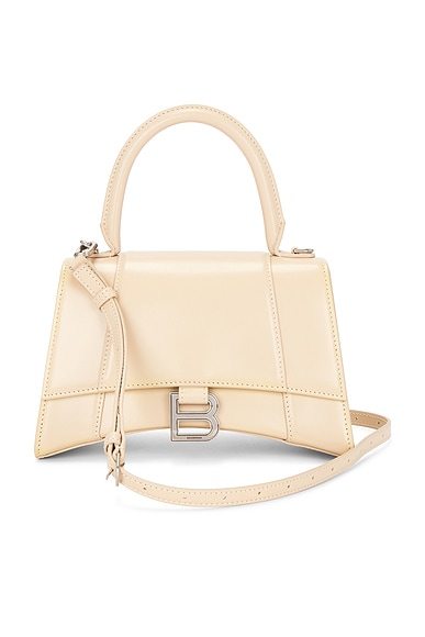 FWRD Renew Balenciaga Small Hourglass Top Handle Bag in Light Beige
