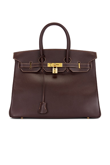 FWRD Renew Hermes Courchevel Birkin Retourne 35 Handbag in Havane