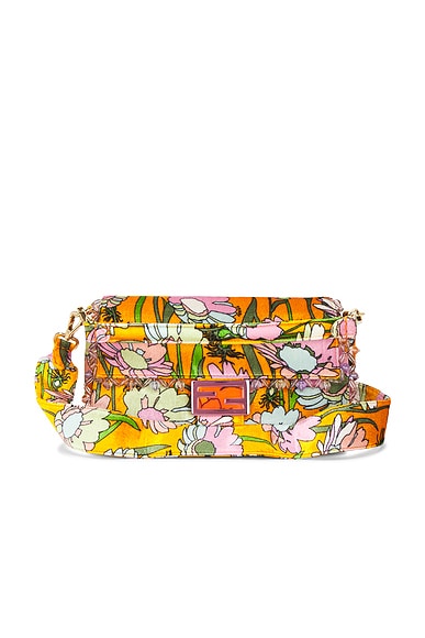 FWRD Renew Fendi Beaded Floral Mama Baguette Shoulder Bag in Multi