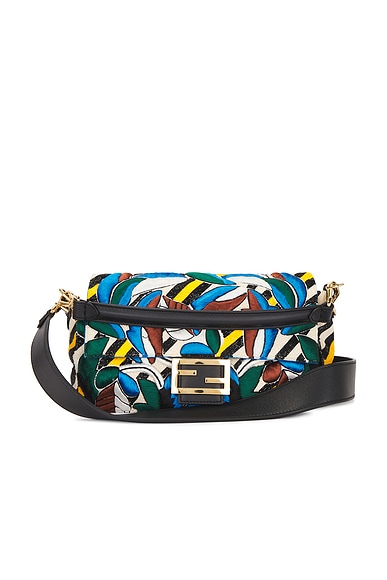 Fendi Beaded Vitello Dolce Leaf Embroidered Mama Baguette Shoulder Bag