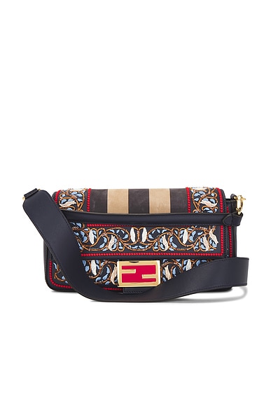 FWRD Renew Fendi Baguette Shoulder Bag in Navy