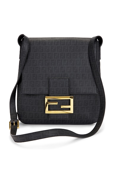 FENDI Patent Zucca Crossword Grande Bag Tobacco 1180332