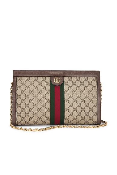 FWRD Renew Gucci Ophidia Shoulder Bag in Beige