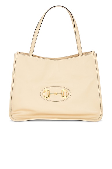 FWRD Renew Gucci Horsebit 1955 Tote Bag in Beige