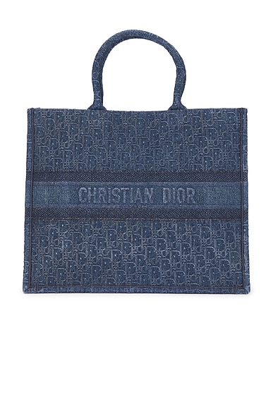 FWRD Renew Dior Denim Book Tote Bag in Blue