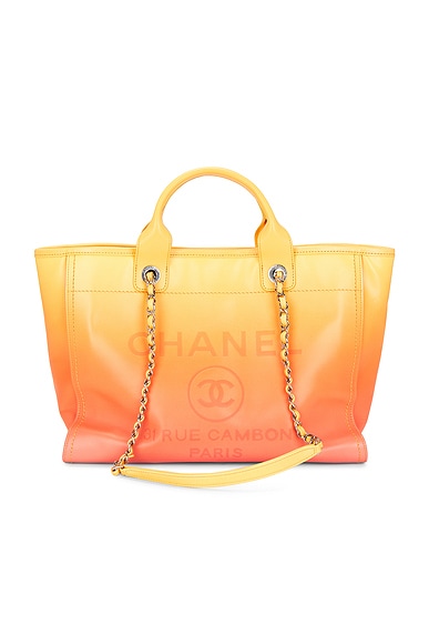 FWRD Renew Chanel Deauville MM Tote Bag in Orange