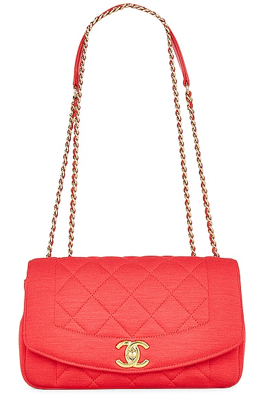 FWRD Renew Chanel Small Diana Chain Flap Bag in Red