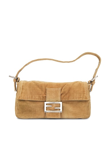Fendi Corduroy Baguette Shoulder Bag