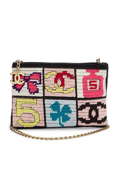FWRD Renew Chanel Precious Symbols Needlepoint Pochette Shoulder
