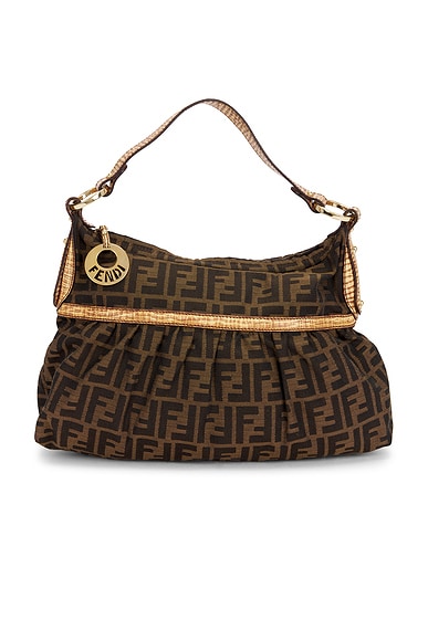 FWRD Renew Fendi Zucca Chef Shoulder Bag in Brown