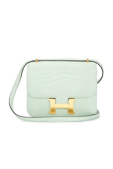 FWRD Renew Hermes Crocodile Constance 18 Shoulder Bag in Vert D'eau