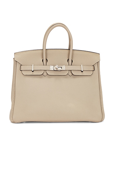 FWRD Renew Hermes Togo Birkin 25 Handbag in Gris Tourterelle