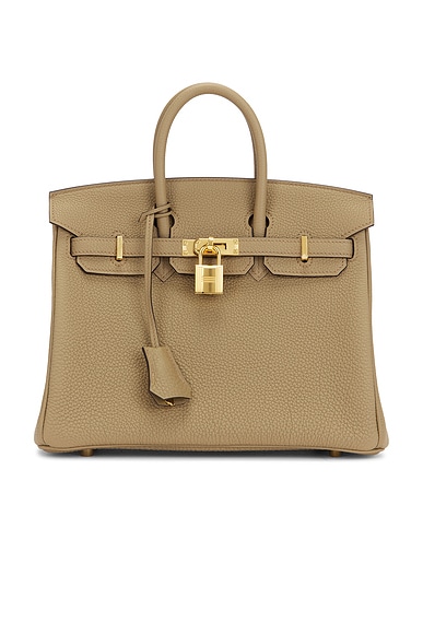 FWRD Renew Hermes Togo Birkin 25 Handbag in Etoupe
