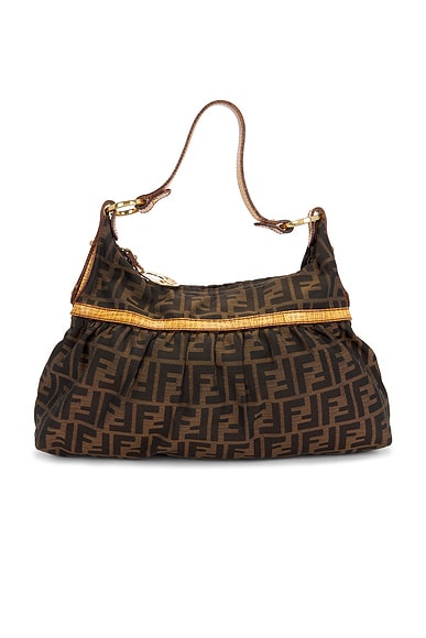 FWRD Renew Fendi Zucca Chef Shoulder Bag in Brown