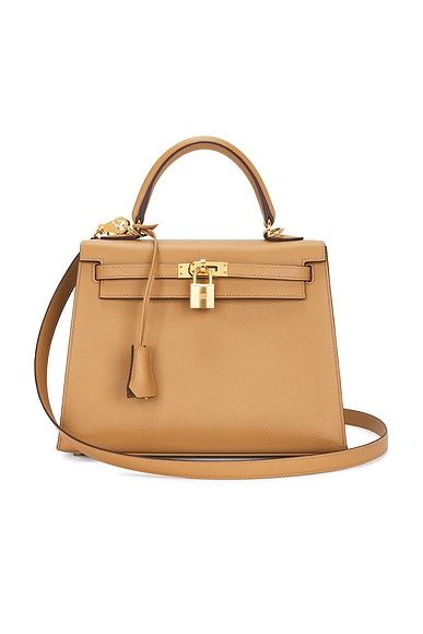 FWRD Renew Hermes Epsom Kelly 25 Handbag in Biscuit