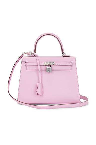 FWRD Renew Hermes Epsom Kelly 25 Sellier Handbag in Mauve Sylvestre