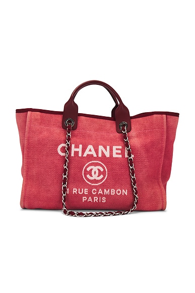 FWRD Renew Chanel Large Deauville Shopping Tote Bag in Pink